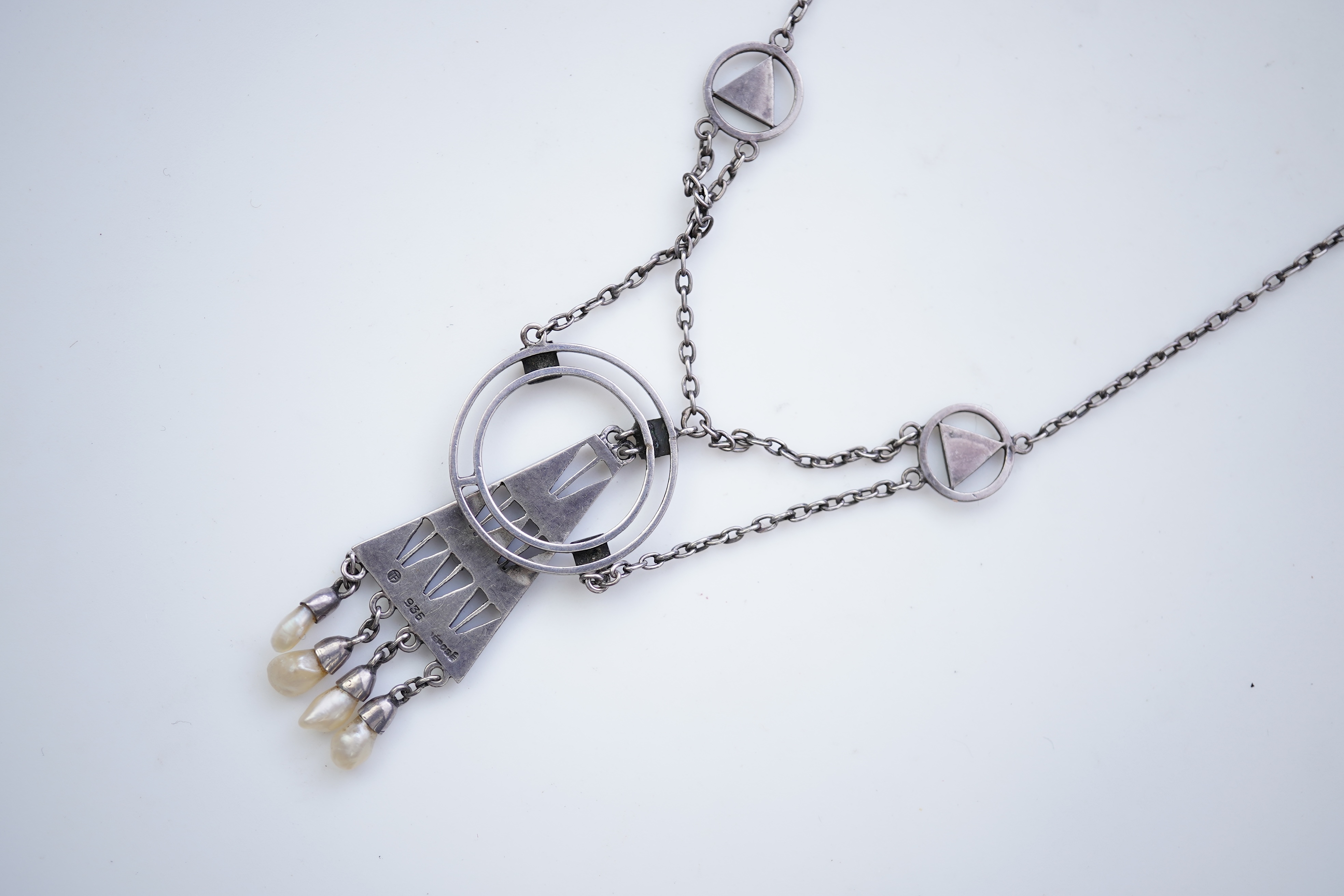 Theodor Fahrner, silver and enamel necklace, early 20th century